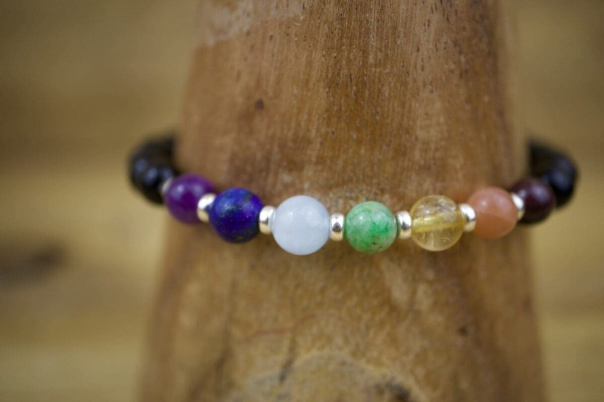 Chakra and Sterling Spacer Stretch Bracelet - Image 4