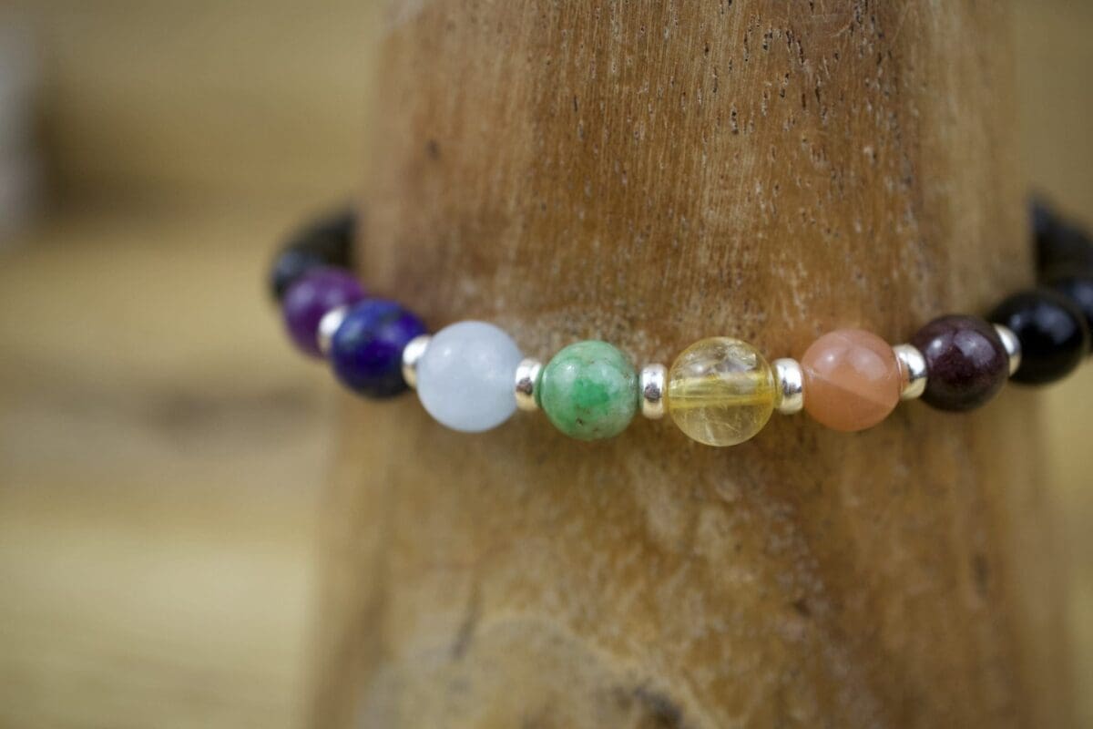 Chakra and Sterling Spacer Stretch Bracelet - Image 3
