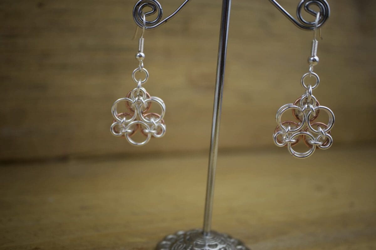 Acute Mandala Chain Maille  Pendant and Ear ring Kit - Image 2