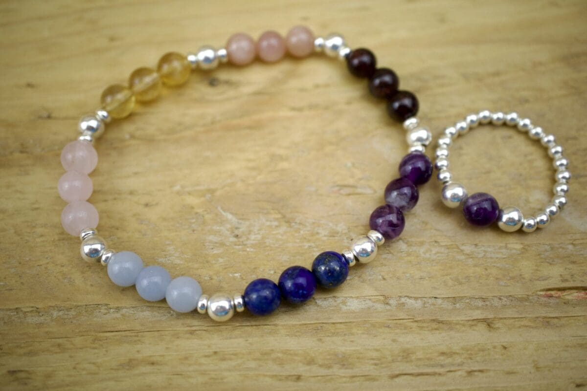 Chakra Bracelet and Ring kit with Sterling Silver
