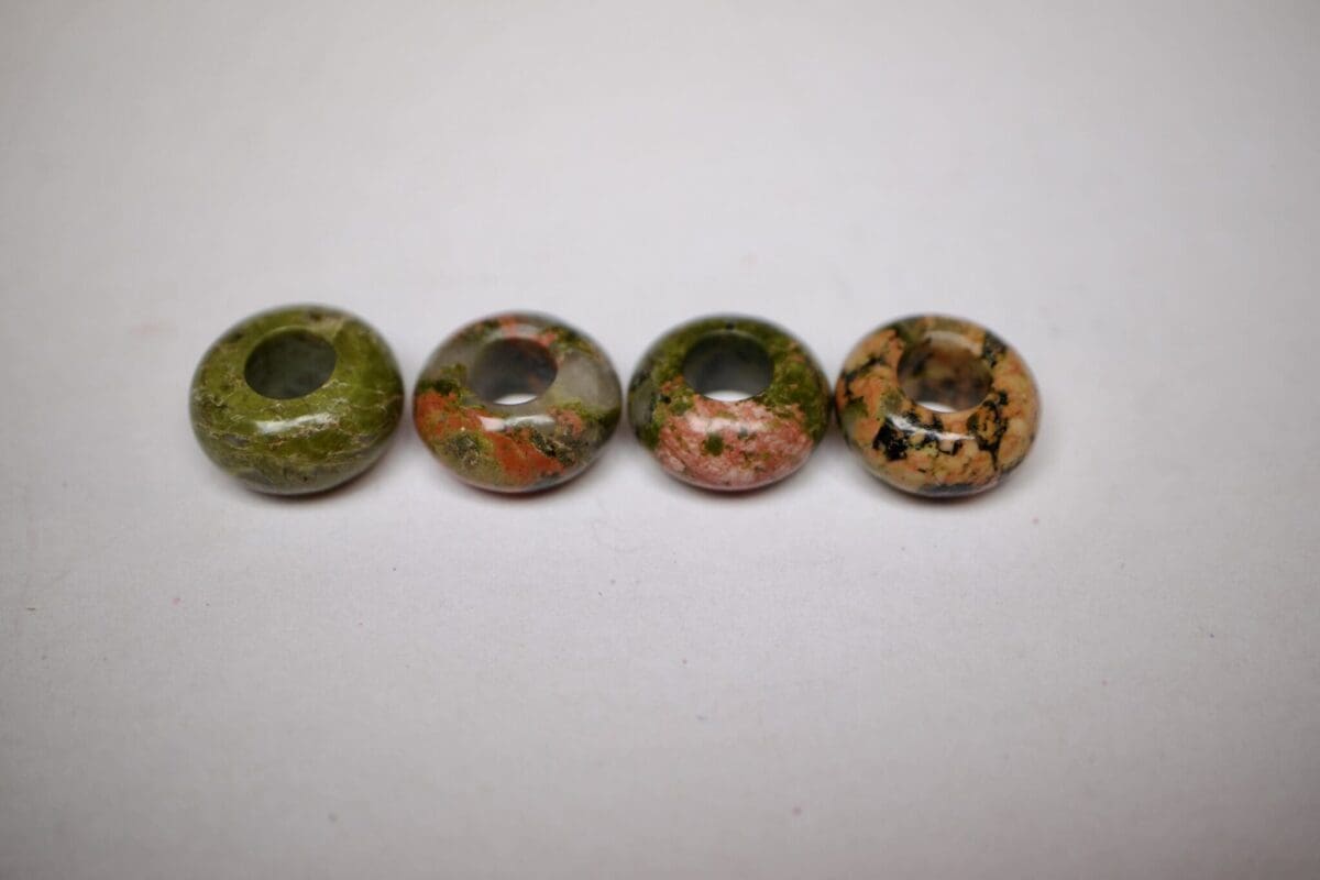 4 Unakite Rondelles 6x12mm