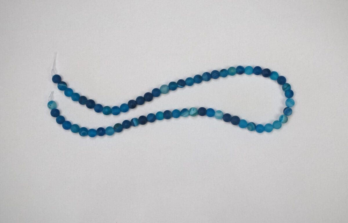 6mm Blue Striped Agate Matte Rounds